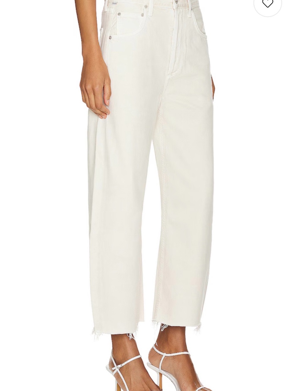 Citizens Of Humanity White Ayla Raw Crop Jeans — High-Rise Relaxed Fit